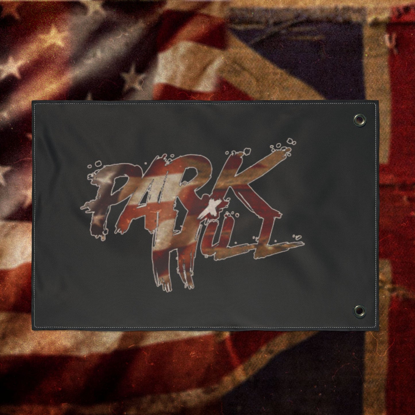 Dual Citizenship "PARK HILL" Double-Sided Flag | Dark Grunge  Logo Banner